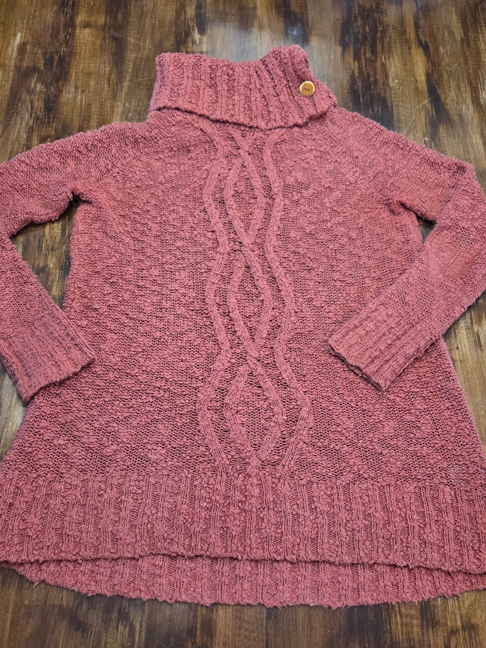 Moth Anthropologie Red Textured Knit Cowl Neck Sweater XS Cozy Preppy